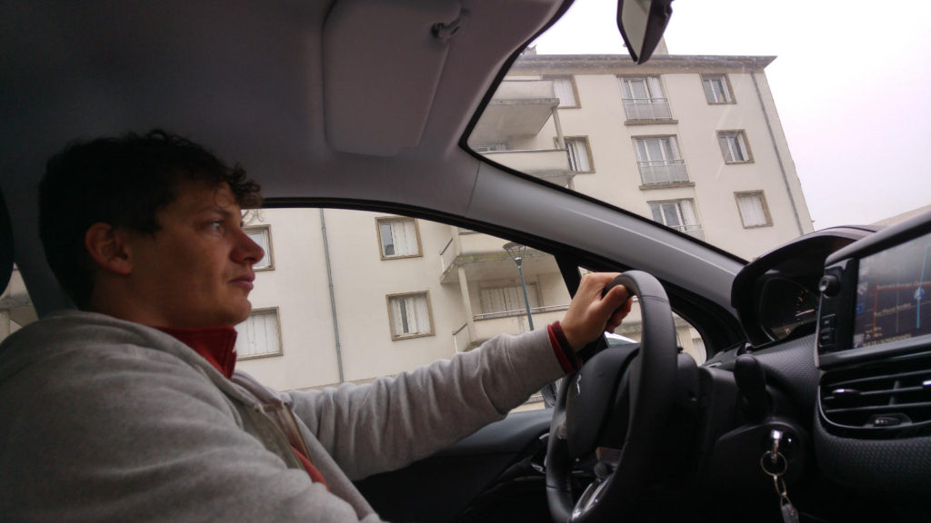 Adam driving to Nantes